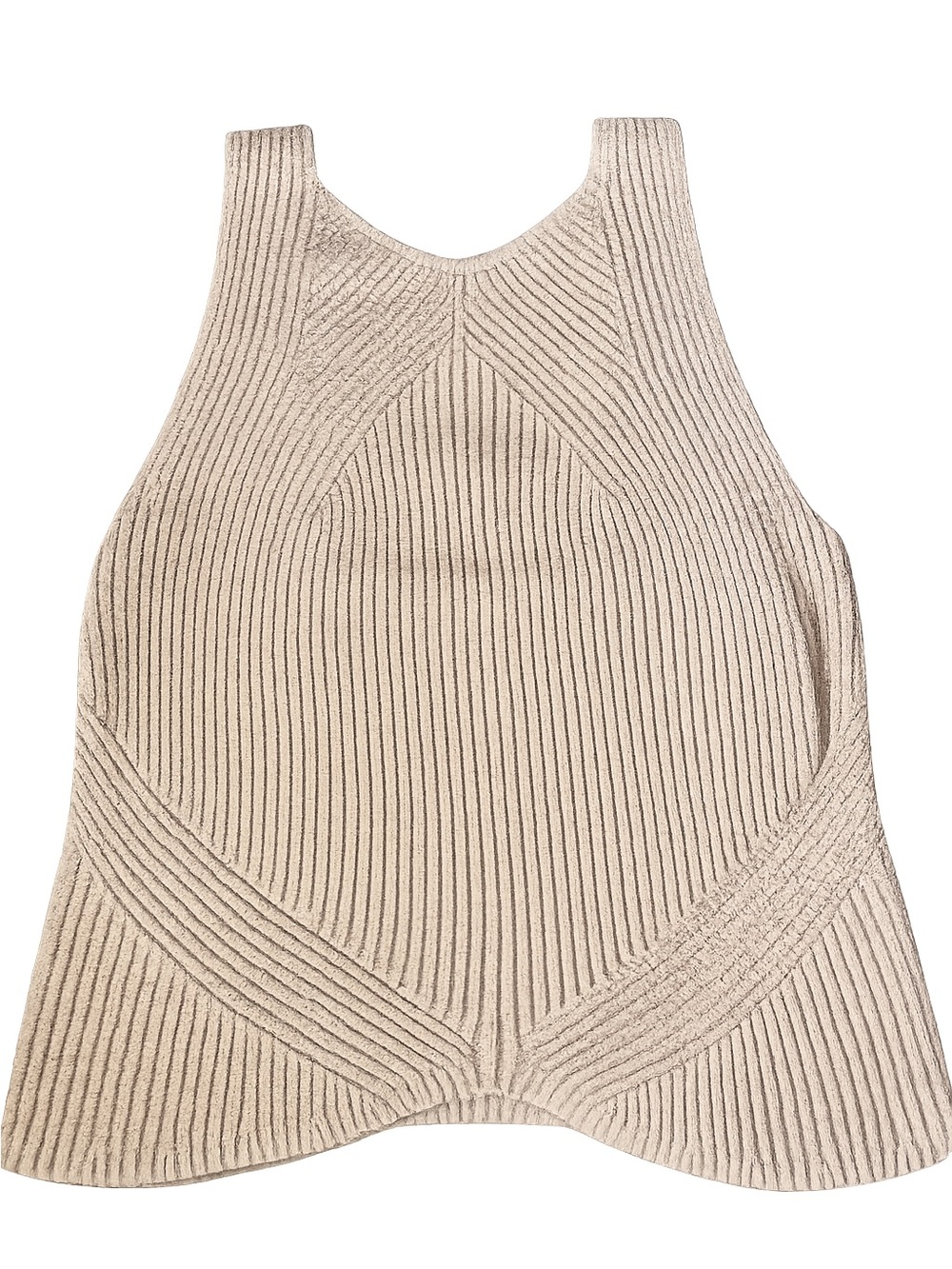 Express Conscious Edit Ribbed Knit Sweater Tank Top Beige Size Medium